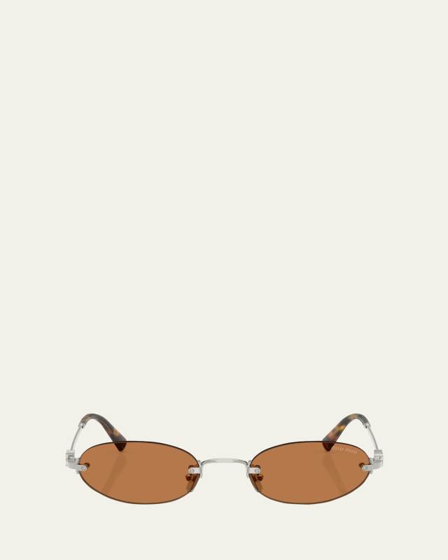 Rimless Metal Oval Sunglasses